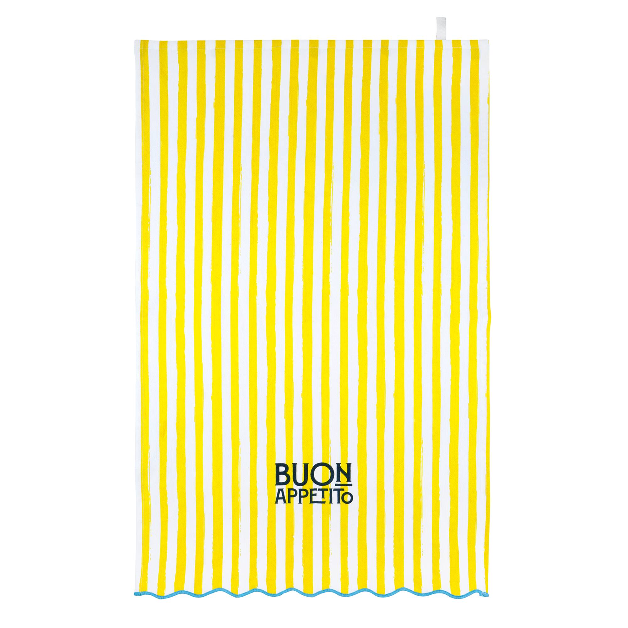 Yellow Stripes Buon Appetito Tea Towel by Makery™